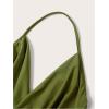 image:imageRoseSeek Womens Draped Backless Halter Top Asymmetrical Hem Slim Fit Camisole Top ClubwearGreen