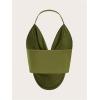 image:imageRoseSeek Womens Draped Backless Halter Top Asymmetrical Hem Slim Fit Camisole Top ClubwearGreen