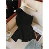 image:imageRoseSeek Womens Dressy One Shoulder Tops Slim Fit Peplum Tops with Slit Elegant Tank TopsBlack