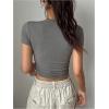 image:imageRoseSeek Womens Short Sleeve Graphic Tees Crew Neck Slim Fit Crop Tops Casual T Shirt
