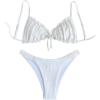 image:imageRoseSeek Womens 2 Piece Gingham Bikini Sets Tie Front Frill Bathing Suit Set Wireless Padded SwimsuitBeige