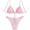 image:imageRoseSeek Womens 2 Piece Gingham Bikini Sets Tie Front Frill Bathing Suit Set Wireless Padded SwimsuitPink
