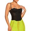image:imageRoseSeek Womens Corset Tops Floral Lace Mesh Date Night Outfits Spaghetti Strap Bustier CamisoleBlack