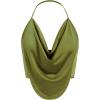image:imageRoseSeek Womens Draped Backless Halter Top Asymmetrical Hem Slim Fit Camisole Top ClubwearGreen