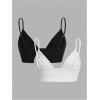 image:imageRoseSeek Womens 2 Pack Triangle Cup Bra Cropped Camisole Tops Spaghetti Strap Cami TopsMulticolor