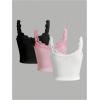 image:imageRoseSeek Womens 3 Packs Lace Camisole Tops Spaghetti Strap Fitted Crop Tank Top Summer ClothesMulticolor