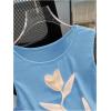 image:imageRoseSeek Womens 3D Floral Tank Top Crew Neck Tulip Applique Summer Casual Sleeveless Going Out TopsBlue