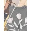 image:imageRoseSeek Womens 3D Floral Tank Top Crew Neck Tulip Applique Summer Casual Sleeveless Going Out TopsGrey