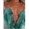image:imageRoseSeek Womens Boho Floral Beaded Chain Camisole Top Backless Draped Neck Sleeveless Low Cut Crop TopsGreen