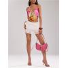 image:imageRoseSeek Womens Boho Floral Beaded Chain Camisole Top Backless Draped Neck Sleeveless Low Cut Crop TopsPink