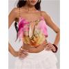 image:imageRoseSeek Womens Boho Floral Beaded Chain Camisole Top Backless Draped Neck Sleeveless Low Cut Crop TopsPink