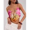 image:imageRoseSeek Womens Boho Floral Beaded Chain Camisole Top Backless Draped Neck Sleeveless Low Cut Crop TopsPink