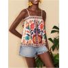 image:imageRoseSeek Womens Boho Floral Camisole Tops Graphic Spaghetti Strap Tank Top Beach Vacation ClothesMulticolor Print