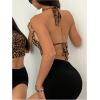 image:imageRoseSeek Womens Cheetah Backless Halter Top Sleeveless Tie Back Crop Tank Tops Going Out OutfitsBrown