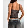 image:imageRoseSeek Womens Cheetah Lace Camisole Spaghetti Strap Slim Fit Cropped Tops Summer Aesthetic Y2k TopsBrown