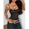 image:imageRoseSeek Womens Cheetah Lace Camisole Spaghetti Strap Slim Fit Cropped Tops Summer Aesthetic Y2k TopsBrown