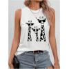 image:imageRoseSeek Womens Cute Giraffe Printed Tank Top Funny Summer Animal Graphic Sleeveless Tee ShirtWhite