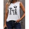 image:imageRoseSeek Womens Cute Giraffe Printed Tank Top Funny Summer Animal Graphic Sleeveless Tee ShirtWhite