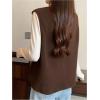 image:imageRoseSeek Womens Fleece Mock Neck Vest Zip Up Sleeveless Tops Jackets Fall ClothesBrown