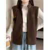image:imageRoseSeek Womens Fleece Mock Neck Vest Zip Up Sleeveless Tops Jackets Fall ClothesBrown