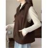 image:imageRoseSeek Womens Fleece Mock Neck Vest Zip Up Sleeveless Tops Jackets Fall ClothesBrown