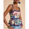 image:imageRoseSeek Womens Floral Going Out Cami Top Sleeveless Spaghetti Strap Camisole Peplum Summer TopsMulticolor