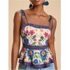 image:imageRoseSeek Womens Floral Going Out Cami Top Sleeveless Spaghetti Strap Camisole Peplum Summer TopsMulticolor