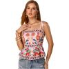 image:imageRoseSeek Womens Floral Going Out Cami Top Sleeveless Spaghetti Strap Camisole Peplum Summer TopsMulticolor Orange