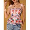 image:imageRoseSeek Womens Floral Going Out Cami Top Sleeveless Spaghetti Strap Camisole Peplum Summer TopsMulticolor Orange