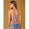 image:imageRoseSeek Womens Floral Going Out Cami Top Sleeveless Spaghetti Strap Camisole Peplum Summer TopsMulticolor Orange