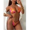 image:imageRoseSeek Womens Floral Print Lace Bikini Set Tie Backless Cheeky Bathing Suit String Triangle SwimsuitPink Multicolor