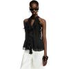 image:imageRoseSeek Womens Flowy Going Out Halter Tops Ruffle Mesh Tops Cut Out Sleeveless Tie Neck Tank Top Summer OutfitBlack