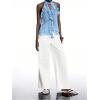 image:imageRoseSeek Womens Flowy Going Out Halter Tops Ruffle Mesh Tops Cut Out Sleeveless Tie Neck Tank Top Summer OutfitBlue