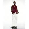 image:imageRoseSeek Womens Flowy Going Out Halter Tops Ruffle Mesh Tops Cut Out Sleeveless Tie Neck Tank Top Summer OutfitBurgundy