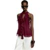 image:imageRoseSeek Womens Flowy Going Out Halter Tops Ruffle Mesh Tops Cut Out Sleeveless Tie Neck Tank Top Summer OutfitBurgundy