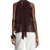 image:imageRoseSeek Womens Flowy Going Out Halter Tops Ruffle Mesh Tops Cut Out Sleeveless Tie Neck Tank Top Summer OutfitCoffee Brown
