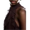 image:imageRoseSeek Womens Flowy Going Out Halter Tops Ruffle Mesh Tops Cut Out Sleeveless Tie Neck Tank Top Summer OutfitCoffee Brown