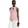image:imageRoseSeek Womens Flowy Going Out Halter Tops Ruffle Mesh Tops Cut Out Sleeveless Tie Neck Tank Top Summer OutfitPink