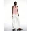 image:imageRoseSeek Womens Flowy Going Out Halter Tops Ruffle Mesh Tops Cut Out Sleeveless Tie Neck Tank Top Summer OutfitPink