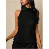 image:imageRoseSeek Womens Fold Over High Neck Tops Sleeveless Fitted Tank Tops Western OutfitBlack