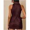 image:imageRoseSeek Womens Fold Over High Neck Tops Sleeveless Fitted Tank Tops Western OutfitCoffee Brown