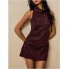 image:imageRoseSeek Womens Fold Over High Neck Tops Sleeveless Fitted Tank Tops Western OutfitCoffee Brown