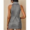 image:imageRoseSeek Womens Fold Over High Neck Tops Sleeveless Fitted Tank Tops Western OutfitDark Grey