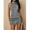 image:imageRoseSeek Womens Fold Over High Neck Tops Sleeveless Fitted Tank Tops Western OutfitDark Grey
