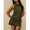 image:imageRoseSeek Womens Fold Over High Neck Tops Sleeveless Fitted Tank Tops Western OutfitGreen