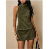 image:imageRoseSeek Womens Fold Over High Neck Tops Sleeveless Fitted Tank Tops Western OutfitGreen