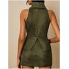 image:imageRoseSeek Womens Fold Over High Neck Tops Sleeveless Fitted Tank Tops Western OutfitGreen