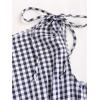 image:imageRoseSeek Womens Gingham Tie Shoulder Tank Tops Sleeveless Shirred Ruffle Hem ShirtsBlue