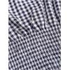 image:imageRoseSeek Womens Gingham Tie Shoulder Tank Tops Sleeveless Shirred Ruffle Hem ShirtsBlue