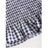 image:imageRoseSeek Womens Gingham Tie Shoulder Tank Tops Sleeveless Shirred Ruffle Hem ShirtsBlue